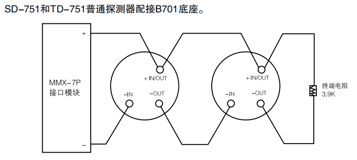 JTW-BCD-TD751普通非编址感温江西探测器接线图